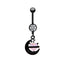 Moon & Heart Shaped Belly Ring with Rhinestones - White Gold Plated