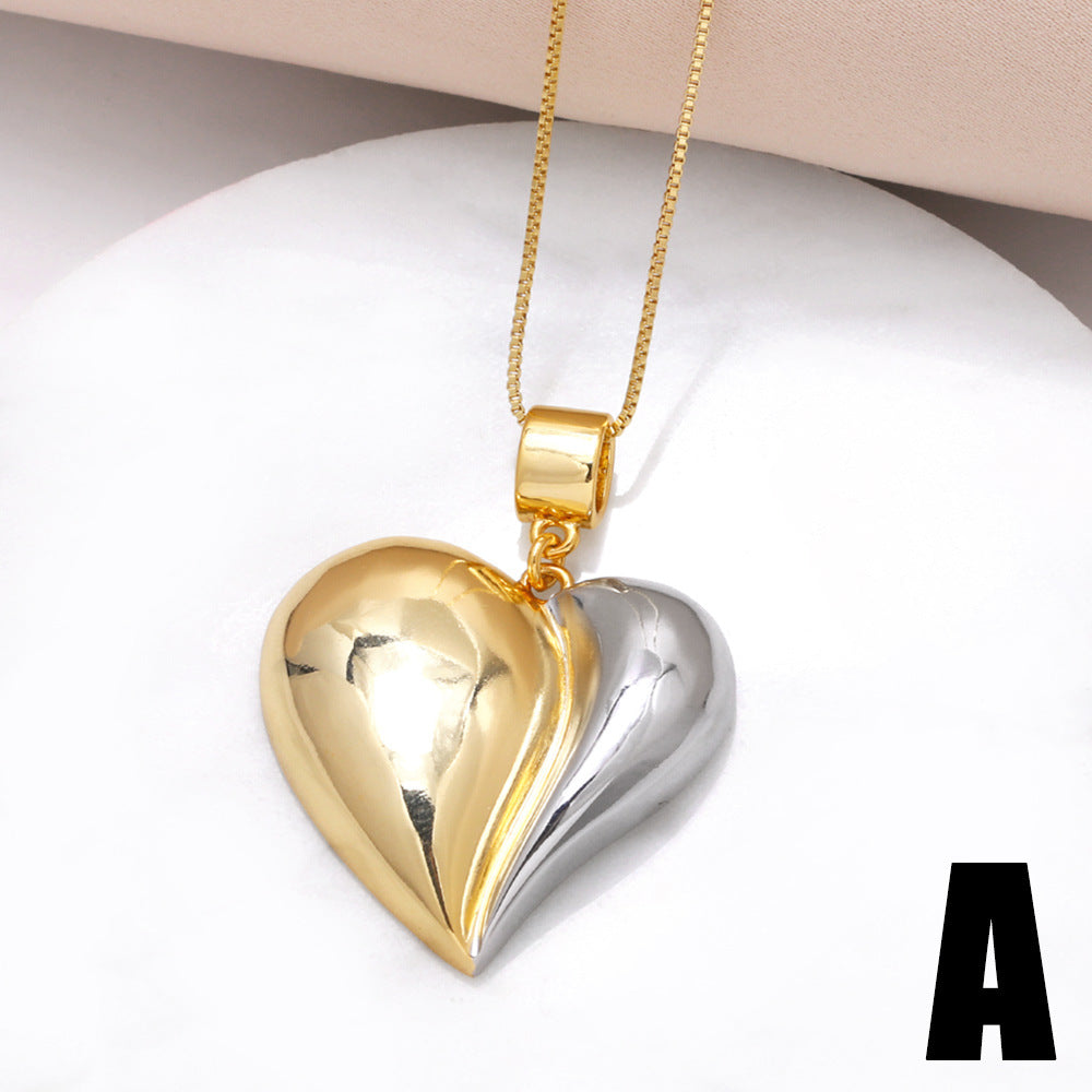 18K Gold Plated Heart Shape Zircon Pendant Necklace