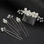 Geometric Alloy Pearl Bridal Hair Accessory Set - 3 Combs & 2 Hair Forks