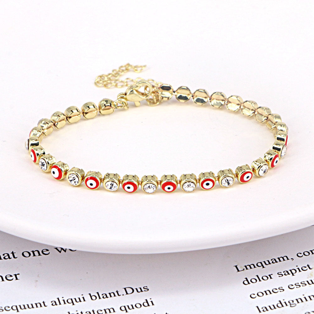 European Fashion Copper Chain Zircon Evil Eye Bracelet