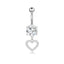 1 Piece Heart & Butterfly Zircon Inlay Stainless Steel Belly Ring Set