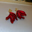 1 Pair Vintage Red Rose Zircon Alloy Drop Earrings