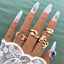 Elegant Geometric Alloy Open Rings Set - Creative Gold Hand Design