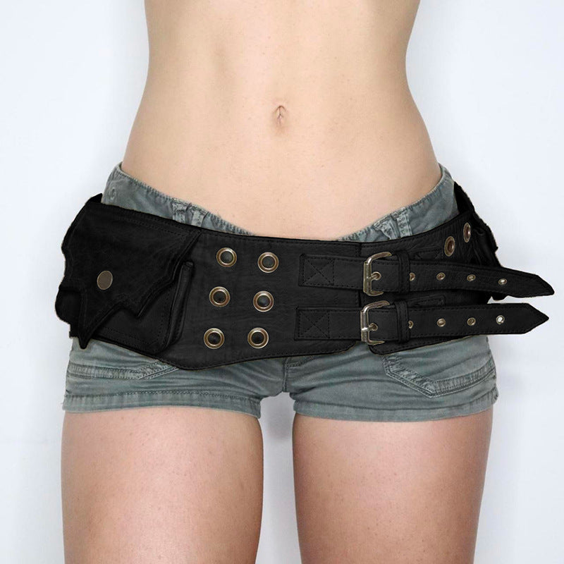 Vintage Style Round Alloy Women's Chain Belt with Adjustable Leather Studded Buckle