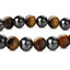 Retro Classic Round Wood Agate Beaded Bracelet with 8mm Tiger Eye and Rainbow Beads