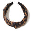 Leopard Print Wide-Brimmed Cross Knotted Retro Fabric Headband for Women