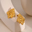 IG Style 18K Gold Plated Rhombus Pleated Stainless Steel Stud Earrings for Women