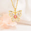 Copper Inlay Butterfly Pendant Necklace with Colorful Marquise Zirconia