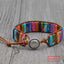 Retro Ethnic Geometric Color Block PU Leather Natural Stone Beaded Braided Bracelet