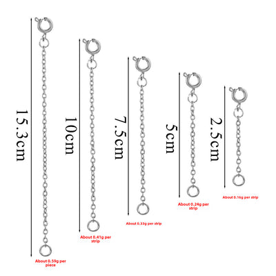 10 PCS Stainless Steel Extension Chain Set for Bracelets and Necklaces (25mm, 50mm, 75mm)