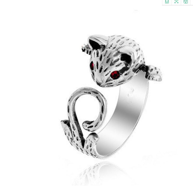 Ethnic Animal Alloy Adjustable Cat and Dog Unisex Ring