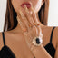 Gothic Geometric Iron Plated Chain Hollow Out Women's Ring Bracelet