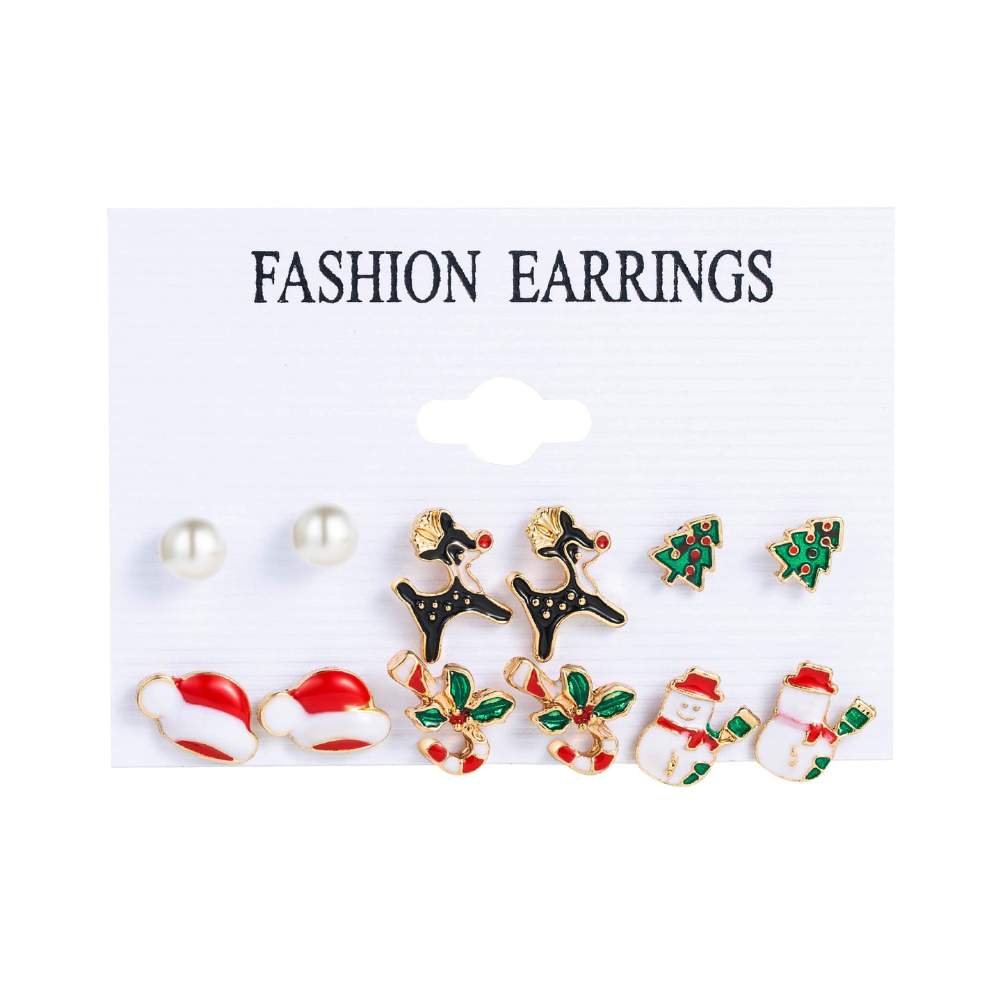 6 Pairs Ethnic Style Cartoon Character Christmas Tree Enamel Alloy Earrings