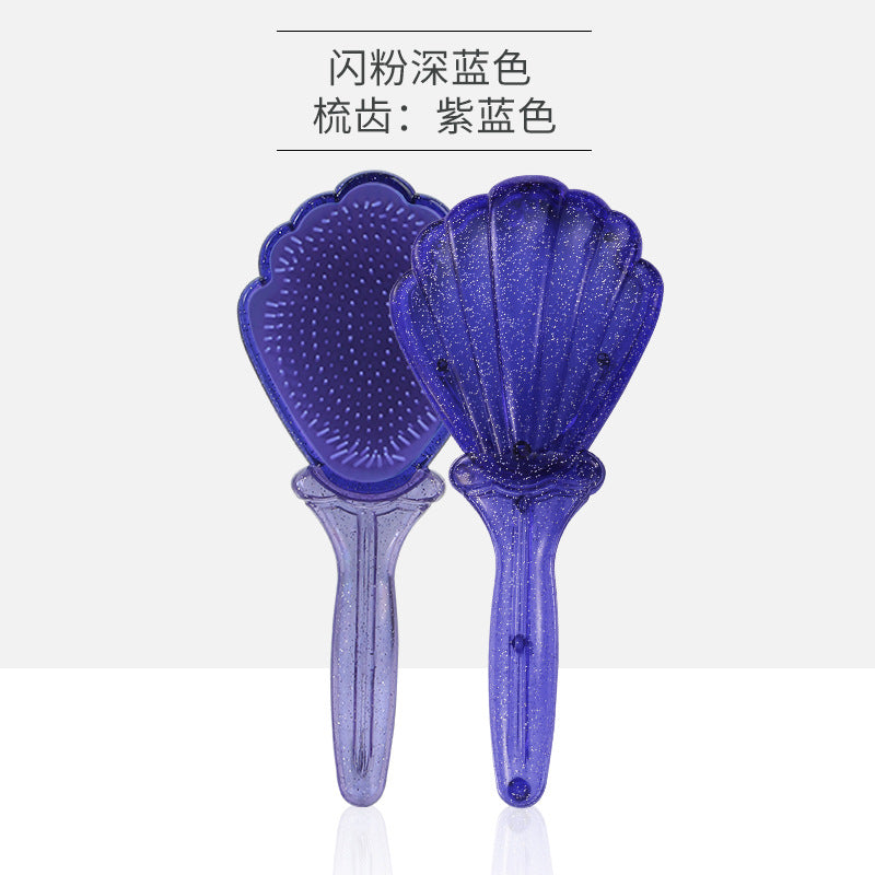 Elegant Glitter Handle Shell Hair Comb - Anti-Knot & Smooth Finish