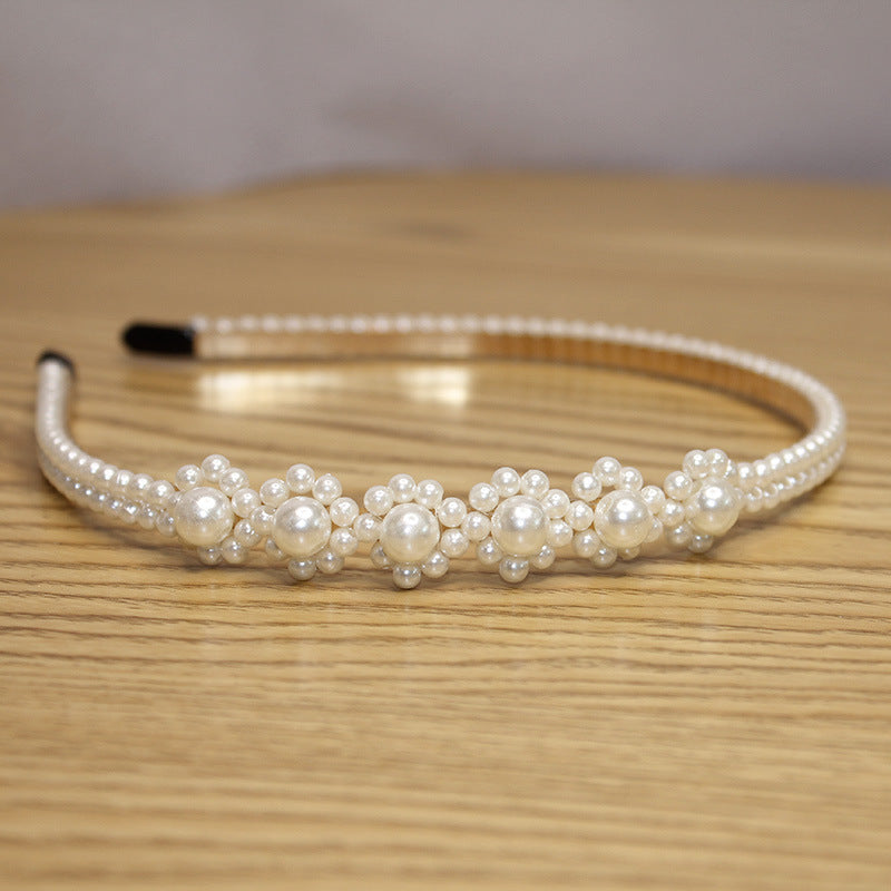 Bridal Pearl Hair Band - Korean Style Elegant Headband and Hairpin Set