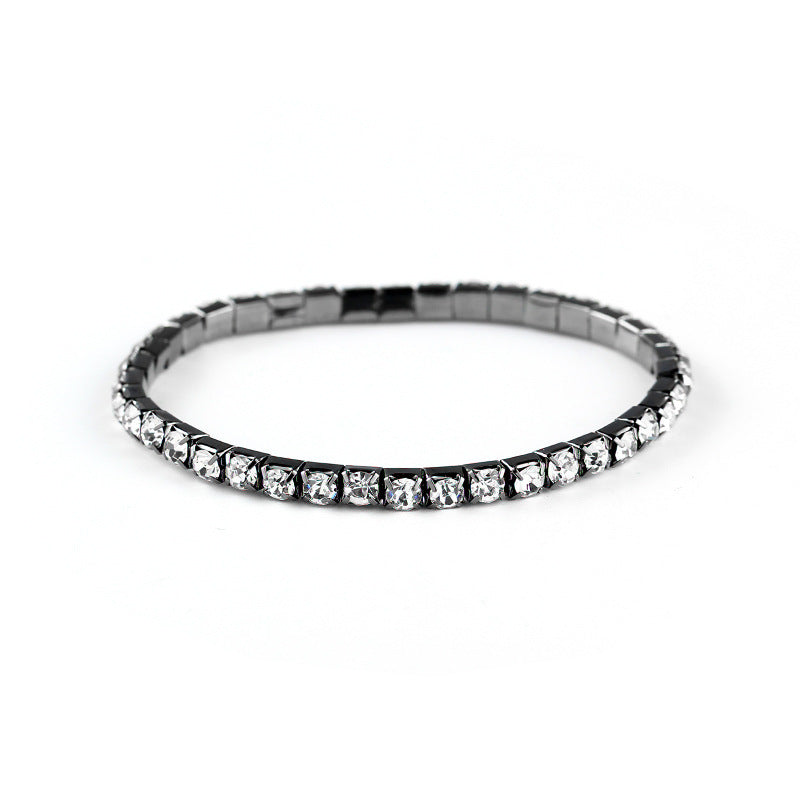 Simple Geometric Rhinestone Crystal Open Cuff Bracelet