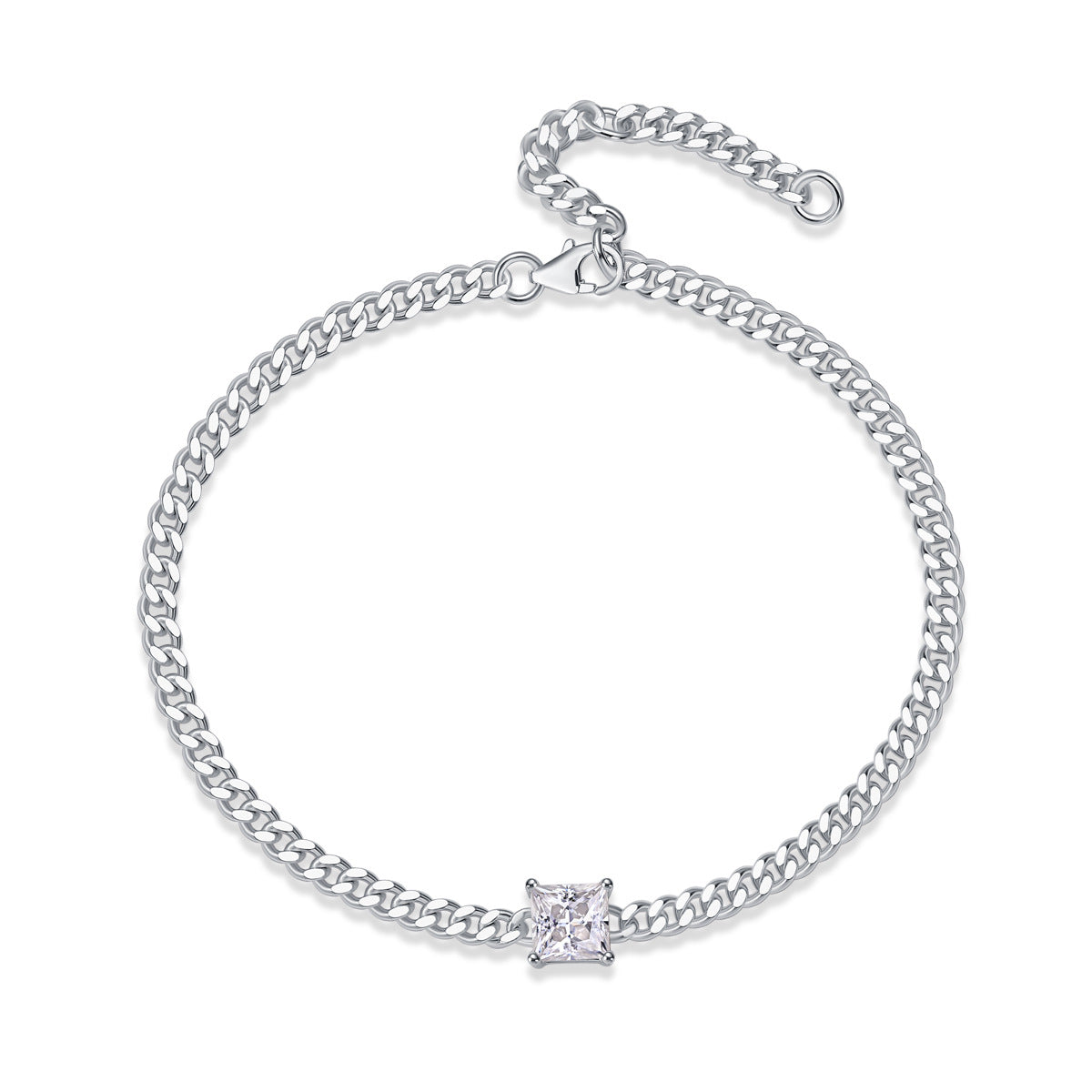 Sterling Silver Moissanite Couple Bracelets with Platinum Plating