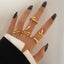 Vintage Style Geometric Snake Ring Set - Unisex Alloy Design