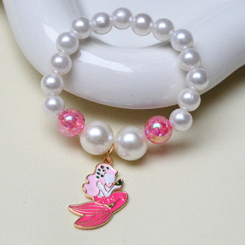 Mermaid Starfish Shell Charm Beaded Alloy Bracelet Set for Kids