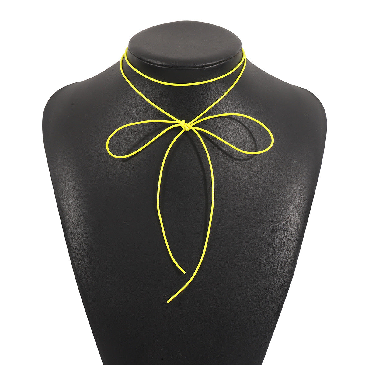 Sweet Artistic Candy Color Bow Knot Wax Line Choker Necklace