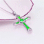 Retro Opal Inlay Cross Pendant Necklace for Women