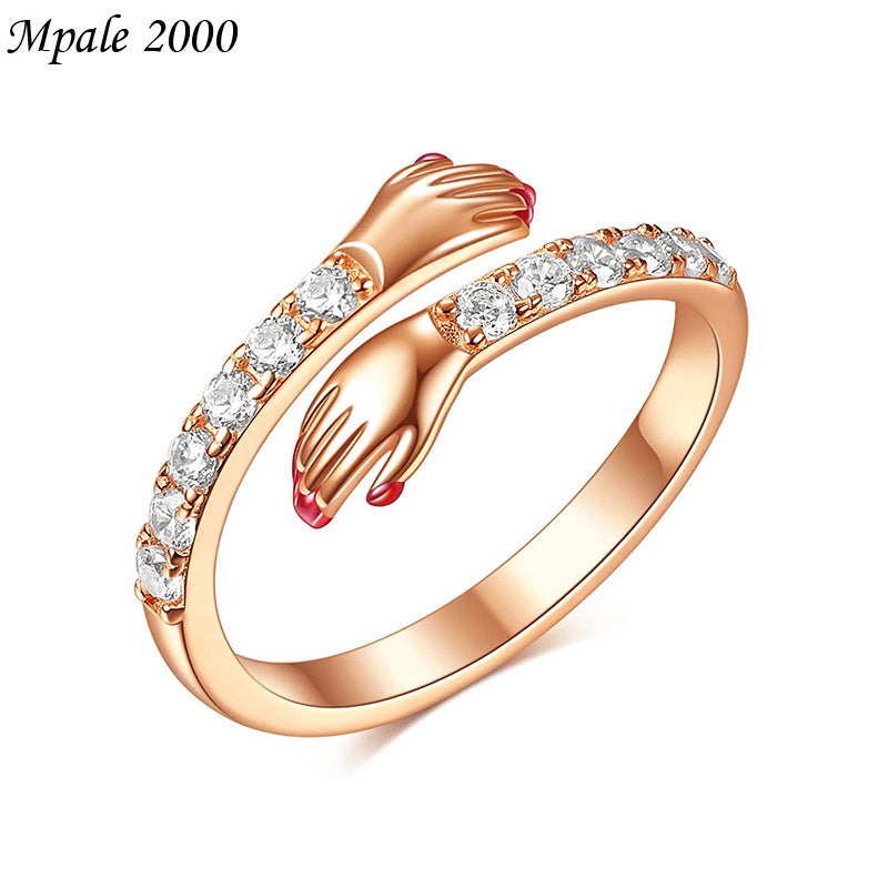 Simple Style Stainless Steel Open Hug Ring - 18k Gold Plated Couple Jewelry