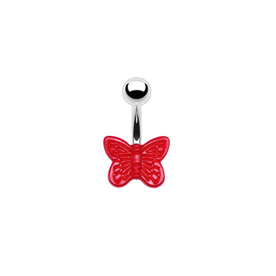 Cute Butterfly Stainless Steel Arylic White Gold Plated Belly Ring In Bulk