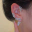 Women's Geometric Leaf Rhinestone Clip & Cuff Earrings