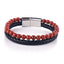 Retro Round Alloy Beaded Leather Bracelet with Natural Stone Tiger Eye and Agate