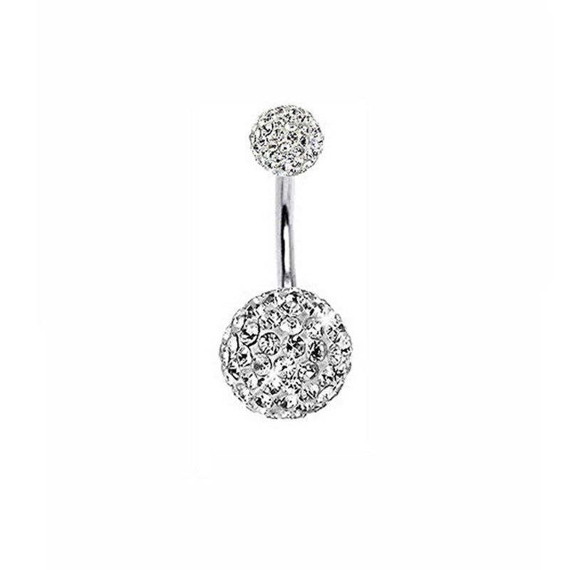 Geometric Stainless Steel Zircon & Opal Belly Ring Set - 5 Pieces Silver