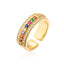 Fashion Geometric Leaf 18k Gold Plated Rainbow Zircon Open Ring