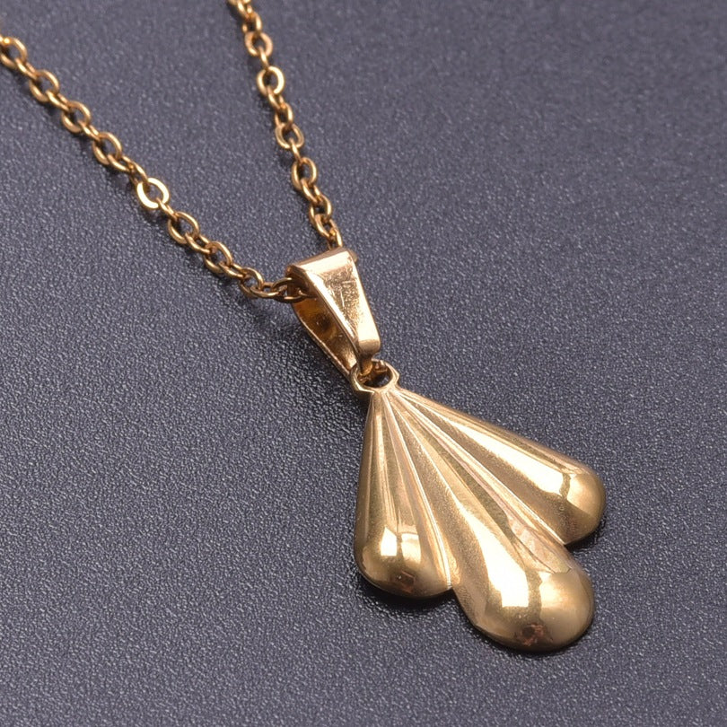 Simple Classic 304 Stainless Steel Leaf Pendant Necklace for Women