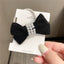 Autumn Winter Bow Wool Headband with Pearl Hair Tie for Women