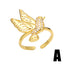 Fashion Flower Bird Adjustable Zircon Open Ring