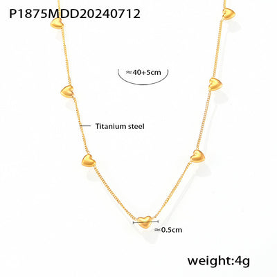 Heart Shape Minimalist Titanium Steel Necklace with Multi-Love Heart Design