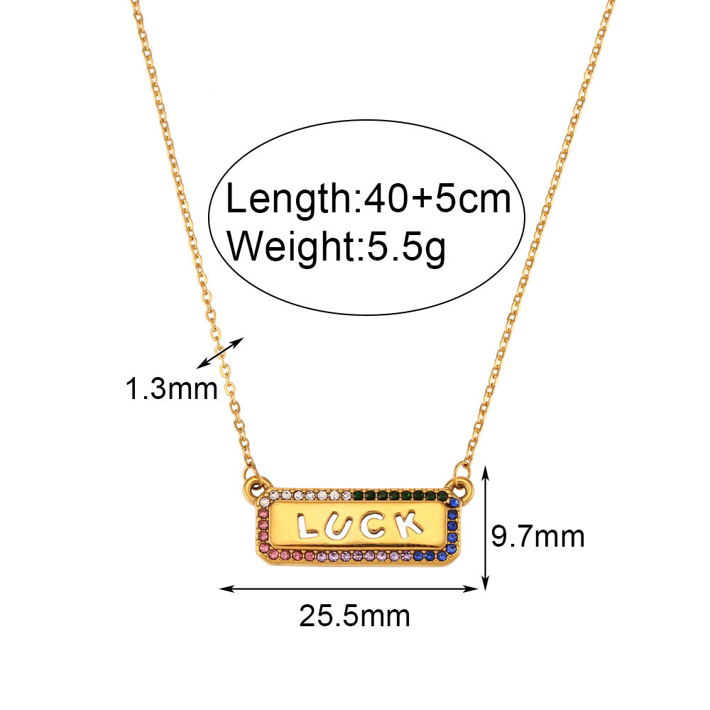 Vintage Color Block Zircon Inlay 18K Gold Plated Stainless Steel Jewelry Set