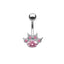 Sweet Heart Shape Stainless Steel Acrylic Copper White Gold Plated Belly Ring with Rhinestones and Zircon