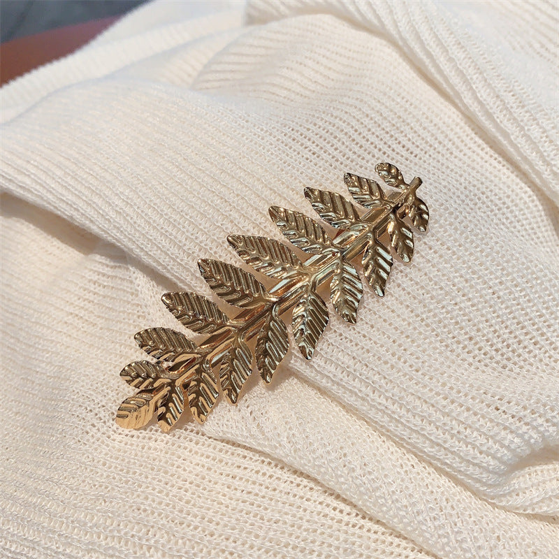 Simple Style Metal Leaf Hair Clip Accessory