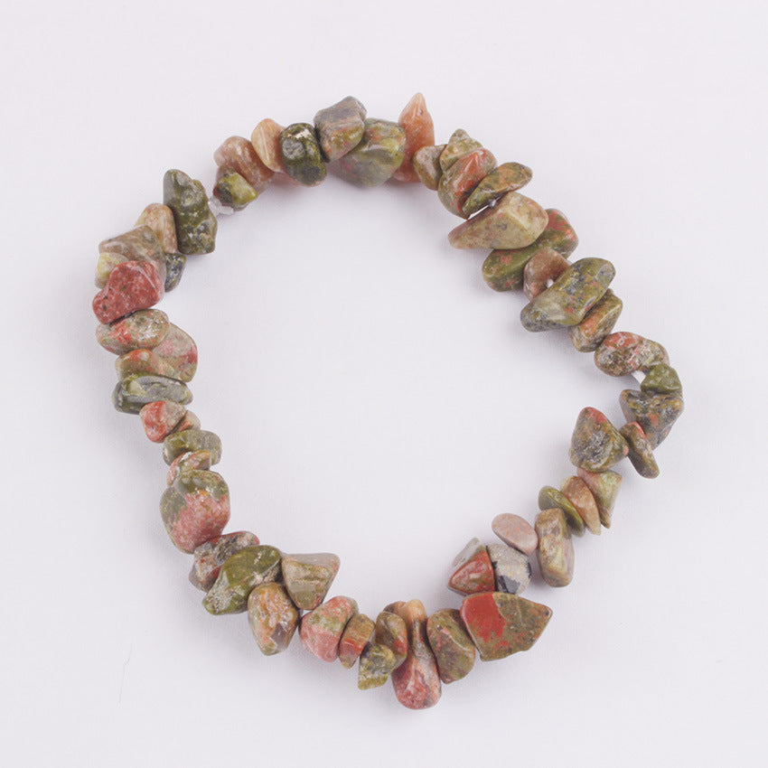 Fashion Irregular Natural Stone Beaded Bracelet with Colorful Crystal Chips