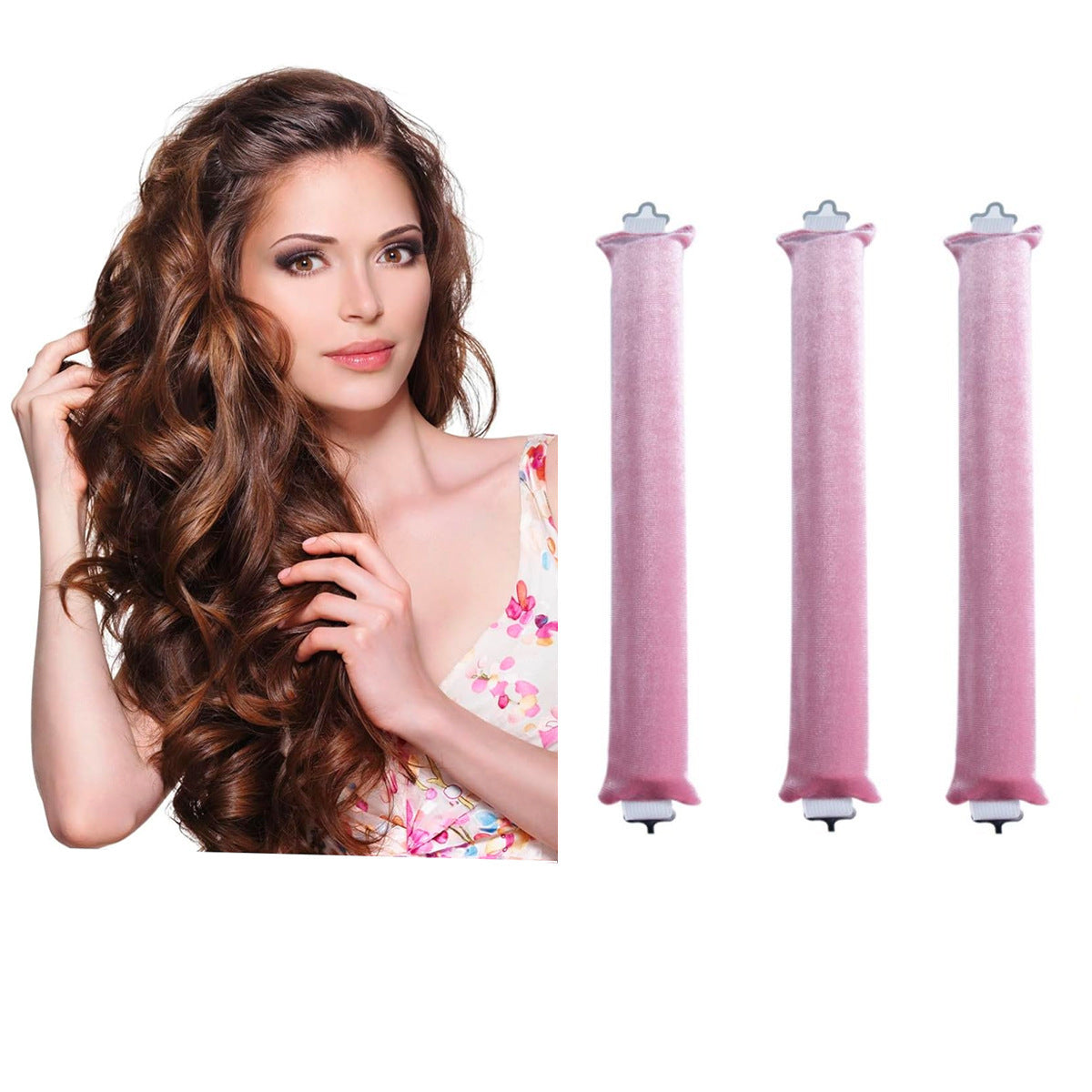 Women's Geometric Cloth Heatless Curling Iron 3cm Hair Roller Tool