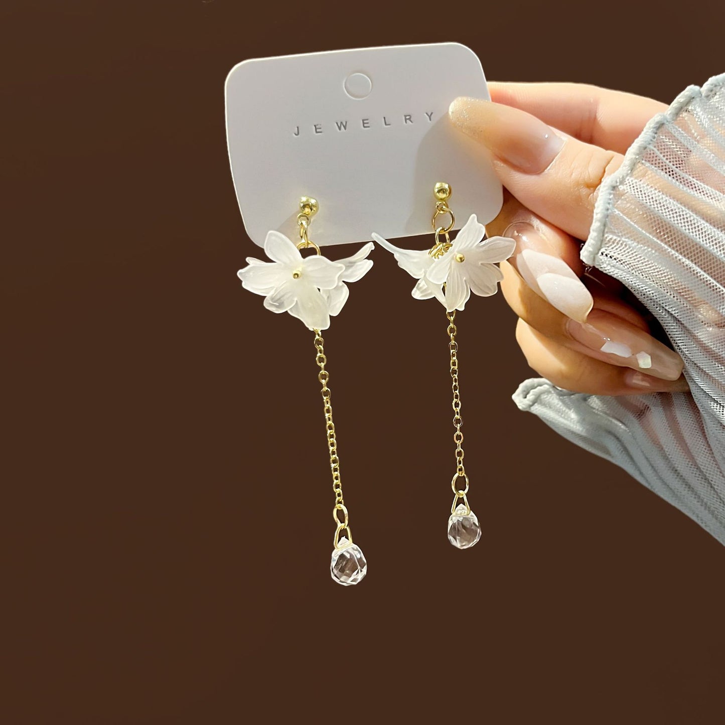 1 Pair Elegant Flower Alloy Plated Pearl Drop Earrings for Women