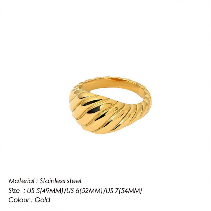 Wholesale Geometric 18k Gold Plated Stainless Steel Twist Rings