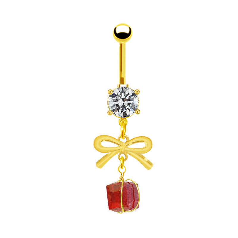 1 Piece Belly Rings Simple Style Bow Knot 316 Stainless Steel  Arylic Alloy Plating Inlay Acrylic Rhinestones Gold Plated