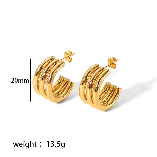 1 Pair Geometric U Shape 18K Gold Plated Stainless Steel Earrings