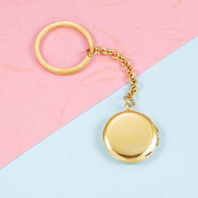 18K Gold Plated Stainless Steel Photo Locket Keychain