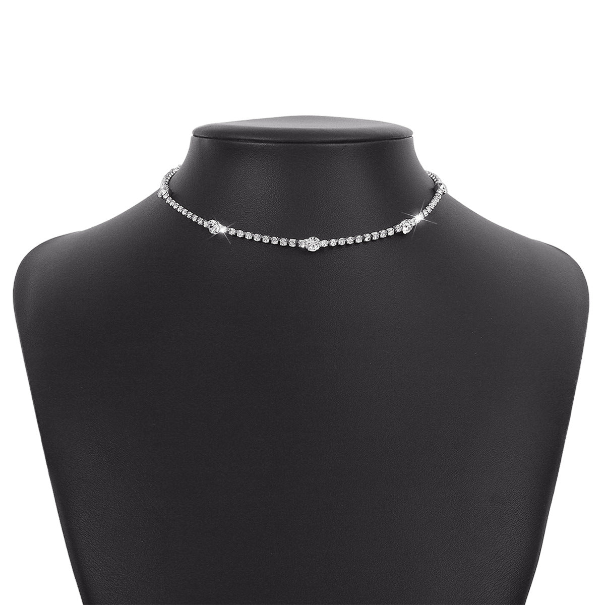 Fashion Geometric Rhinestone Inlay Choker Necklace