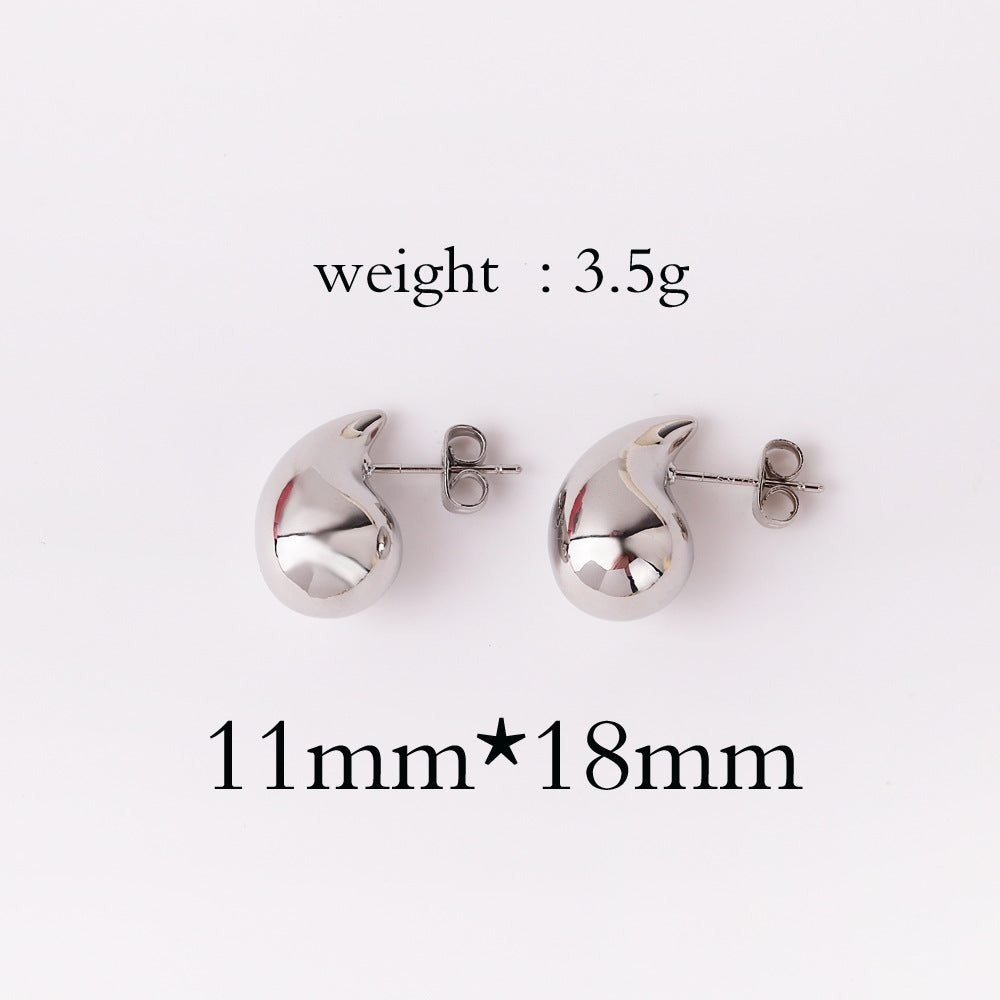 Retro Water Droplet Copper Stud Earrings with Unique Design