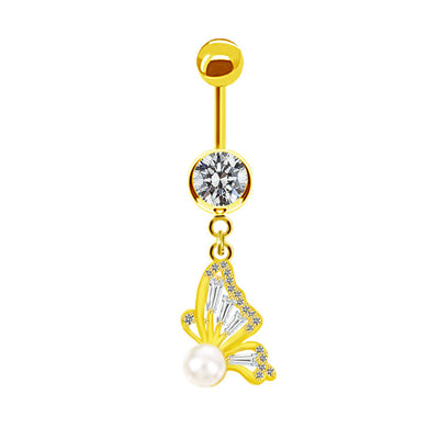 Elegant Classic Animal Butterfly Snowflake Rhinestone Zircon Belly Ring