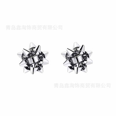 Simple Metal Flower Christmas Bow Stud Earrings for Women