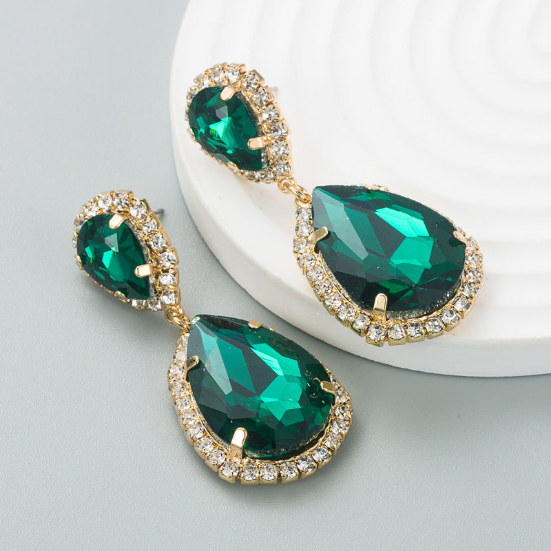 Fashion Multi-color Drop-shaped Retro Diamond Alloy Earrings